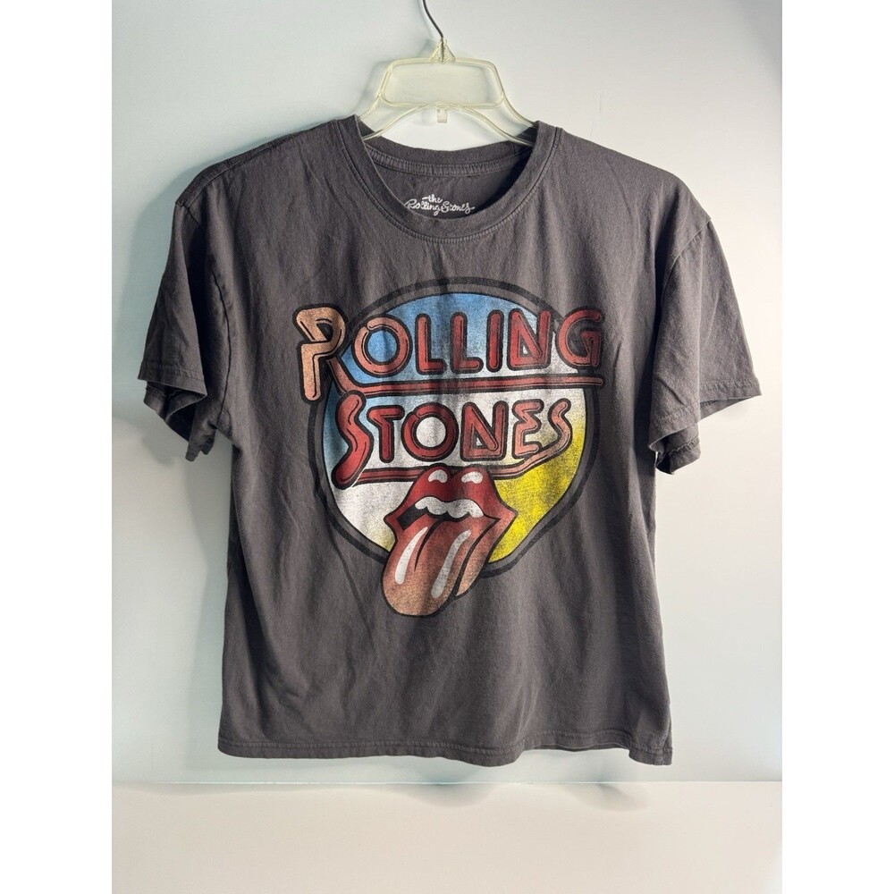 The Rolling Stones Women’s Graphic T-Shirt Charcoal Gray Tongue Logo- XL band T